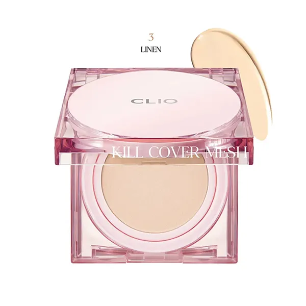 Phấn Nước Cushion Clio Kill Cover Mesh Glow SPF 50+, PA++++ Tone Linen 15g x 2 (Kèm Lõi)