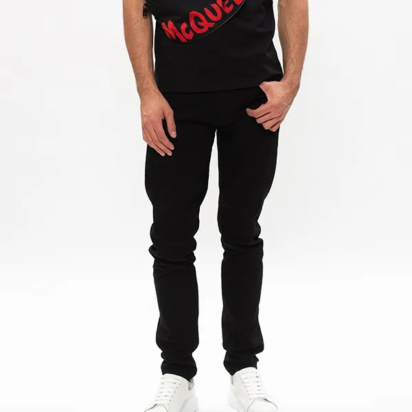 Quần Jean Nam Alexander McQueen Jeans With Patch QPY49 1000 Màu Đen Size 46