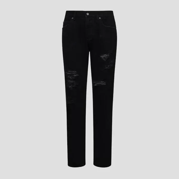 Quần Jean Nam Dolce & Gabbana D&G Distressed Denim Pants Black Dáng Regular GYJCCD G8LL3 S9001 Màu Đen Size 44
