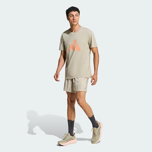 Quần Short Nam Adidas Running Essentials Brand Love Short JZ7804 Màu Be Nhạt Size S 5in