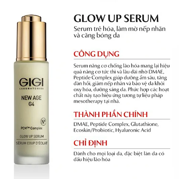 Serum Gigi Laboratories New Age G4 Glow Up Hỗ Trợ Dưỡng Sáng, Trẻ Hoá Da Và Làm Mờ Nếp Nhăn 30ml