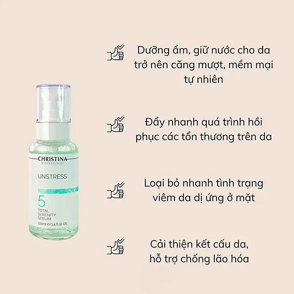Serum Hỗ Trợ Phục Hồi Da Christina Unstress 5 Total Serenity Serum 100ml