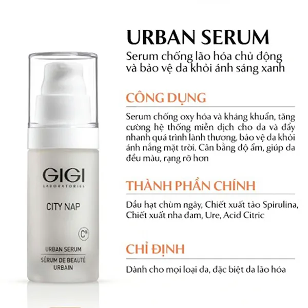 Serum Ngăn Ngừa Lão Hoá, Làm Dịu Da Gigi Laboratories City Nap Urban 30ml