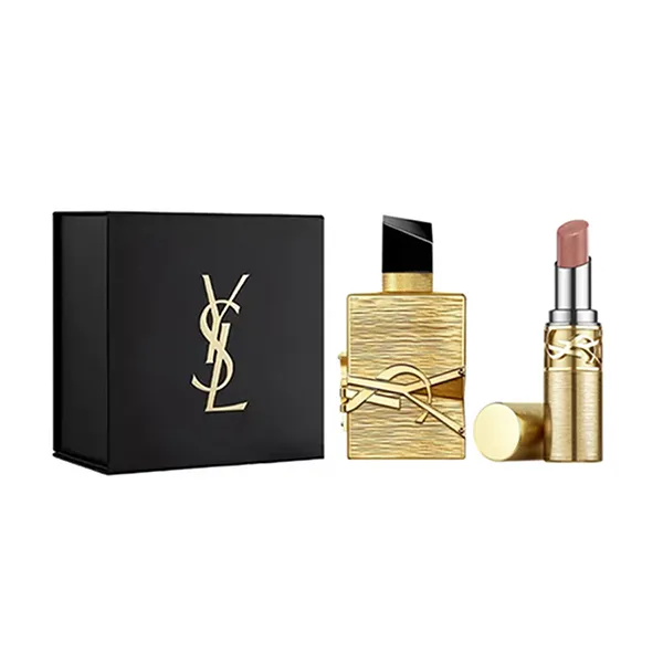 Set 2 Món Nước Hoa Yves Saint Laurent YSL Libre Vanille Couture EDP 50ml + Son Candy Glaze Lip 22 Shimmer Rose Màu Hồng Nhũ