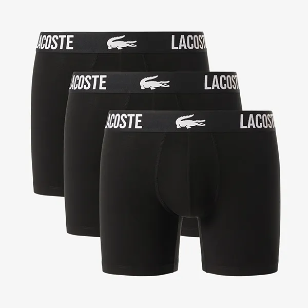 Set 3 Quần Lót Nam Lacoste 3-Pack Cotton Boxer Briefs 6H2485 031 Màu Đen Size S