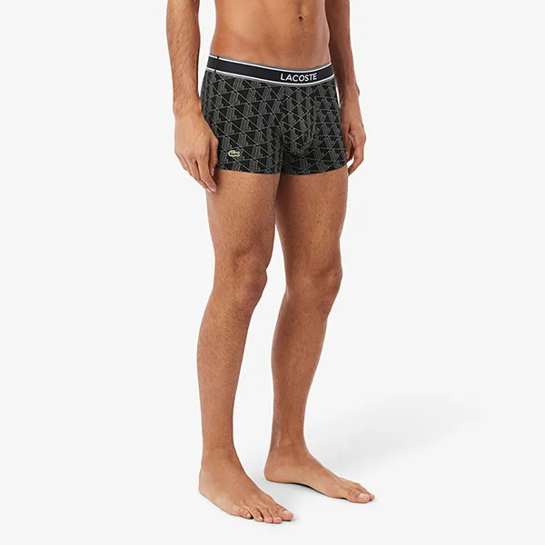 Set 3 Quần Lót Nam Lacoste 3-Pack Monogram Trunks 5H4970 031 Màu Đen Size S