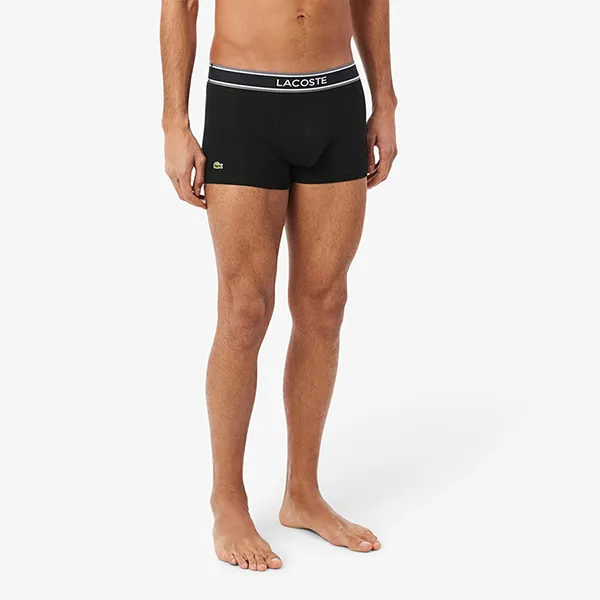 Set 3 Quần Lót Nam Lacoste 3-Pack Monogram Trunks 5H4970 031 Màu Đen Size S