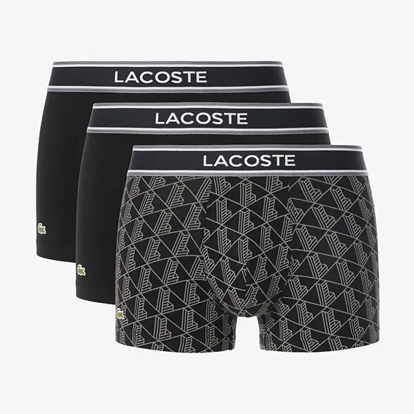 Set 3 Quần Lót Nam Lacoste 3-Pack Monogram Trunks 5H4970 031 Màu Đen Size S