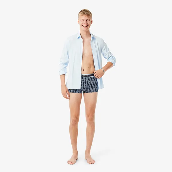 Set 3 Quần Lót Nam Lacoste 3-Pack Monogram Trunks 5H4970 AIF Màu Xanh Size S