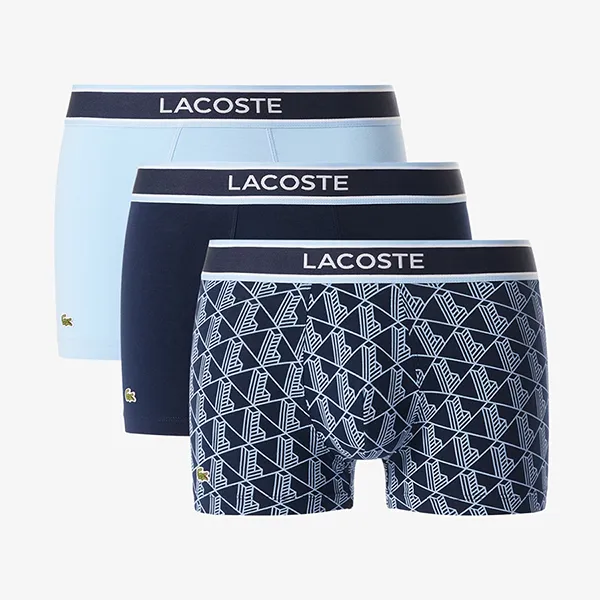 Set 3 Quần Lót Nam Lacoste 3-Pack Monogram Trunks 5H4970 AIF Màu Xanh Size S