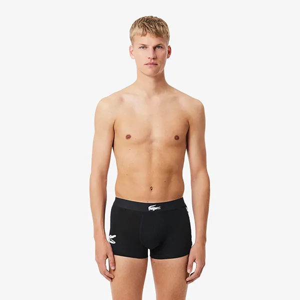 Set 3 Quần Lót Nam Lacoste 3-Pack Stretch Cotton Trunks 5H1291 9DI Màu Đen Size XS