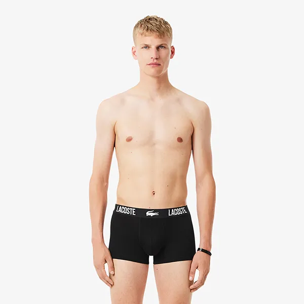 Set 3 Quần Lót Nam Lacoste 3-Pack Stretch Cotton Trunks 5H2393 031 Màu Đen Size S