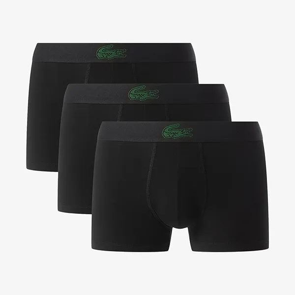 Set 3 Quần Lót Nam Lacoste 3-Pack Stretch Cotton Trunks 5H4962 031 Màu Đen Size S