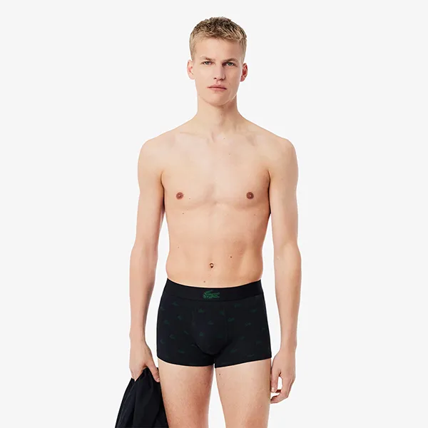 Set 3 Quần Lót Nam Lacoste 3-Pack Stretch Cotton Trunks 5H5154 I90 Màu Xanh Xám Size S