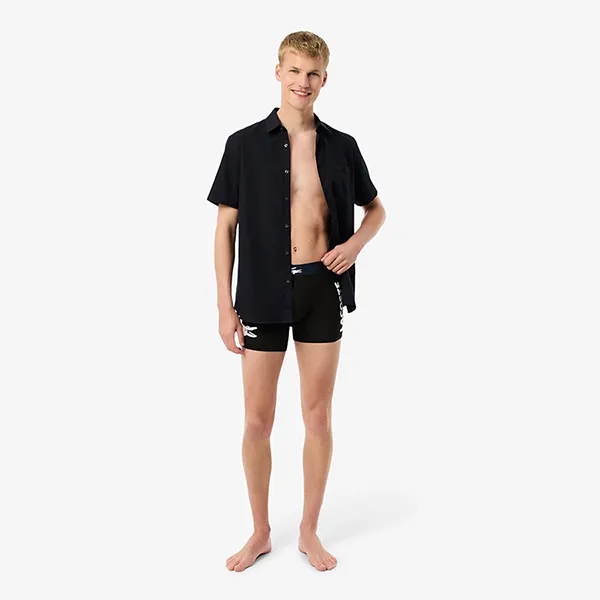 Set 3 Quần Lót Nam Lacoste 3-Pack Stretch Cotton Trunks 6H1295 9DI Màu Đen Size S