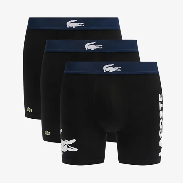 Set 3 Quần Lót Nam Lacoste 3-Pack Stretch Cotton Trunks 6H1295 9DI Màu Đen Size S