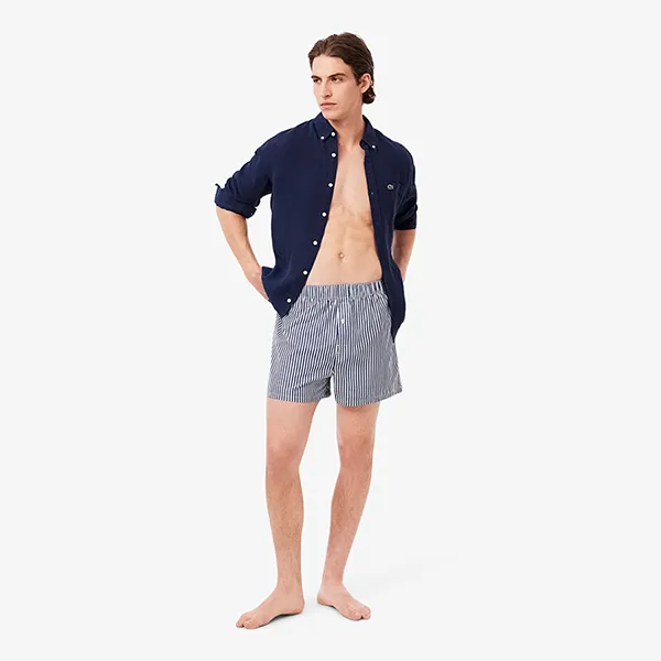 Set 3 Quần Ngủ Nam Lacoste 3-Pack Cotton Weave Boxers 7H2389 525 Màu Xanh Size S