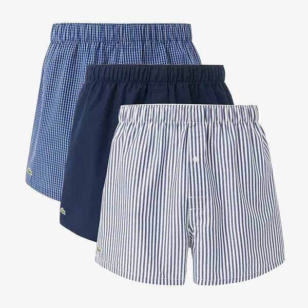 Set 3 Quần Ngủ Nam Lacoste 3-Pack Cotton Weave Boxers 7H2389 525 Màu Xanh Size S