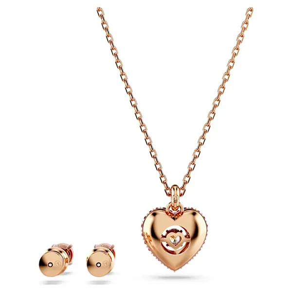 Set Dây Chuyền + Khuyên Tai Nữ Swarovski Hyperbola Set Heart, Pink, Rose Gold-tone Plated 5683574 Màu Vàng Hồng