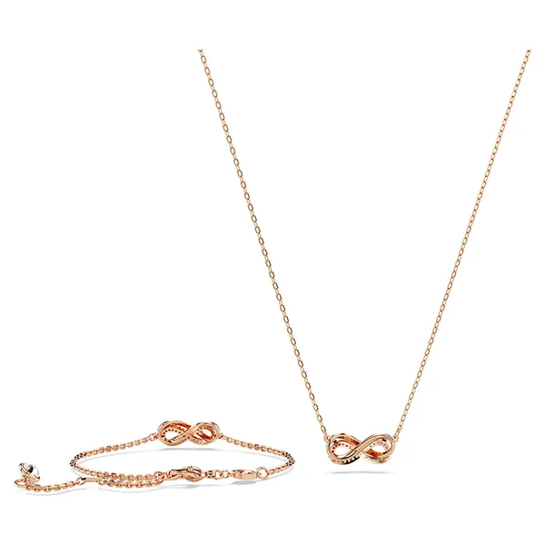 Set Dây Chuyền + Vòng Tay Swarovski Hyperbola Set Infinity, White, Rose gold-tone Plated 5682483 Màu Vàng Hồng