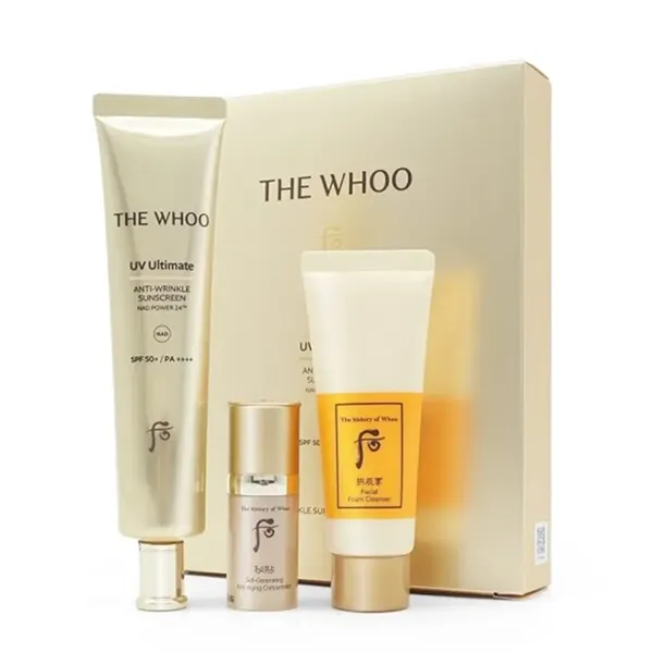 Set Kem Chống Nắng, Sữa Rửa Mặt Và Serum Whoo UV Ultimate 3 Món