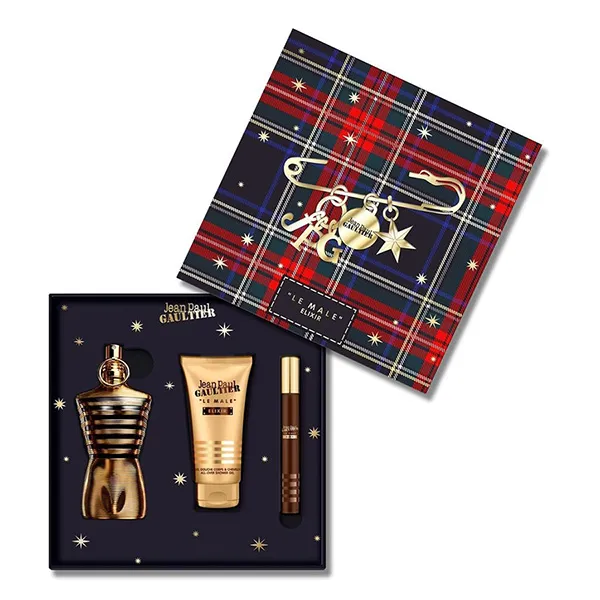 Set Nước Hoa Nam Jean Paul Gaultier Le Male Elixir - Bộ Quà Tặng Hương Nam Tính 125ml + Mini 10ml + Sữa Tắm 75ml, Phong Cách Xa Xỉ