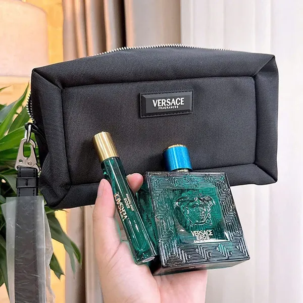 Set Nước Hoa Nam Versace Eros EDP Limited (100ml + Mini 10ml + Túi Black Trousse)