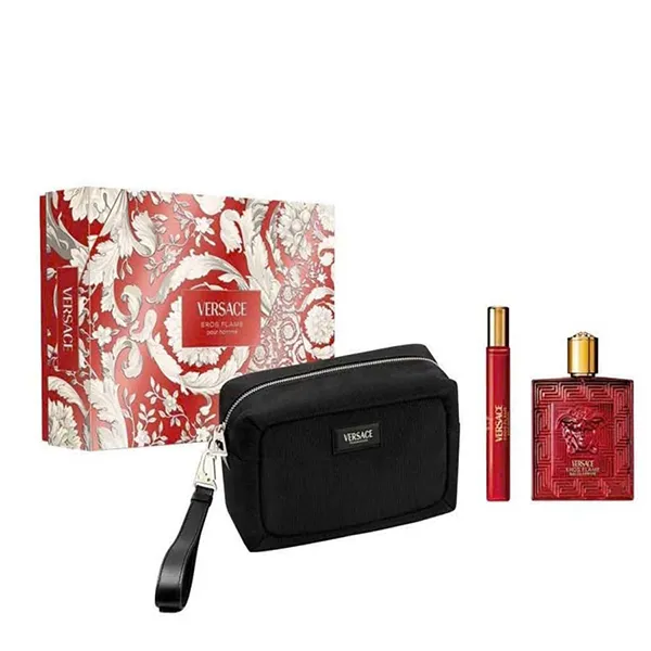 Set Nước Hoa Nam Versace Eros Flame EDP Limited (100ml + Mini 10ml + Túi Black Trousse)