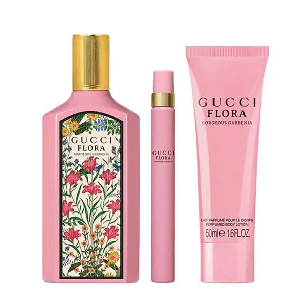 Set Nước Hoa Nữ Gucci Flora Gorgeous Gardenia EDP 3 Món (EDP 100ml + EDP 10ml + Body Lotion 50ml)