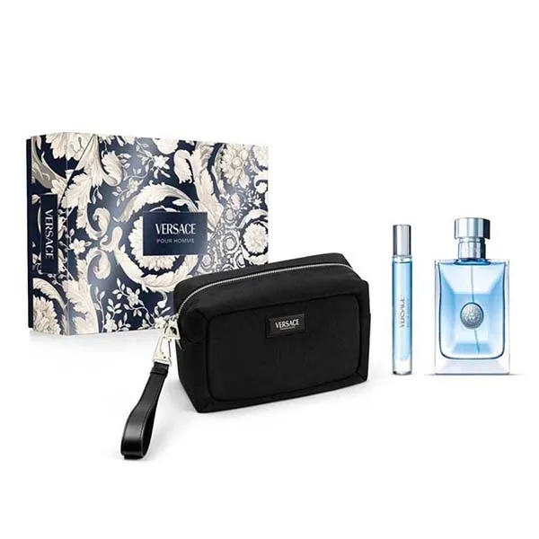 Set Nước Hoa Nam Versace Gift Set 3pcs Limited (100ml + Mini 10ml + Versace Black Trousse)
