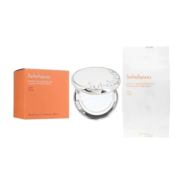 Set Phấn Nước Sulwhasoo Perfecting Cushion Coussin Airy + 1 Lõi Refill Tone 23N1 Sand