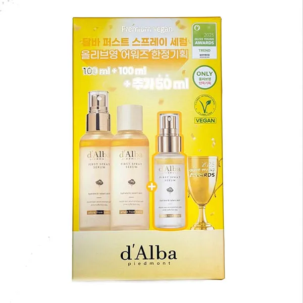 Set Serum Xịt Dưỡng Căng Bóng D'Alba Piedmont First Spray 100ml + 100ml + 50ml