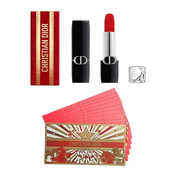 Set Son Dior Rouge Dior Limited Edition Lunar New Year 2026 (Dior 999 + 8 Bao Lì Xì + Túi Giấy)