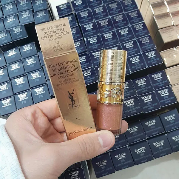 Son Bóng Yves Saint Laurent YSL Loveshine Plumpling Lip Oil Gloss 12 Honey Moon Màu Hồng Cam Nhũ