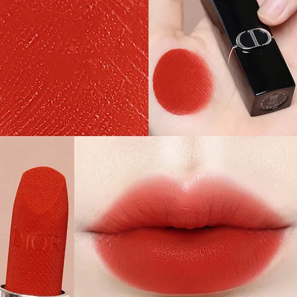 Son Dior 777 Fahrenheit Velvet Finish Màu Đỏ Cam Mini 1.5g