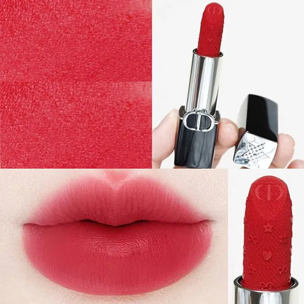 Son Dior Rouge Dior Couture Lipstick Velvet Limited Edition New Years 2026 Màu 808 Red Dream Đỏ Hồng