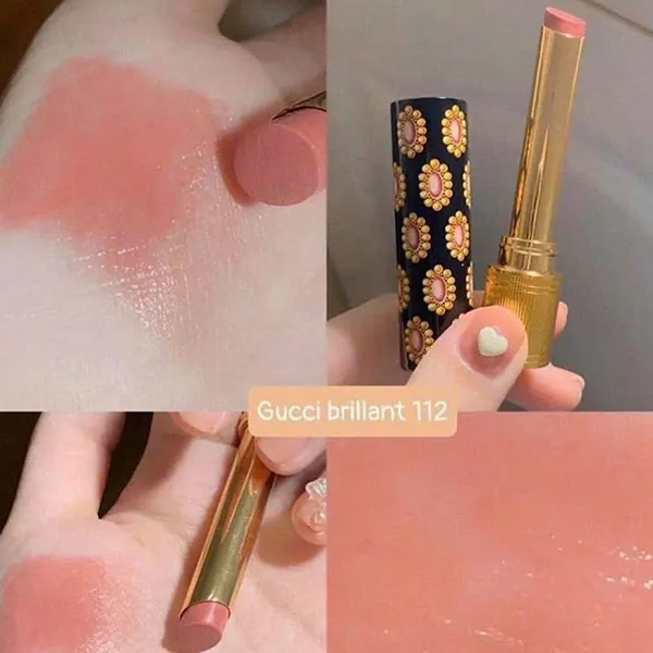 Son Dưỡng Gucci Nude 112 Sally Soft Honey Rouge De Beauté Brillant Màu Hồng Nude