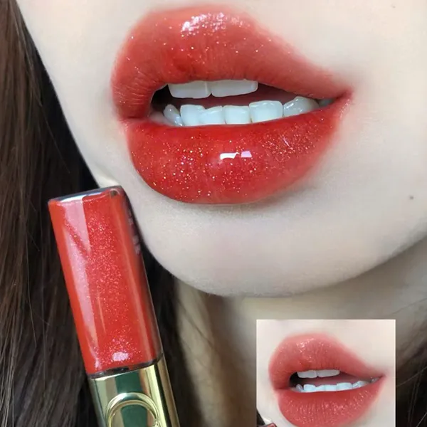 Son Kem Dior Rouge Sequin Liquid Duo Limited Edition 747 Flame Màu Đỏ Nâu