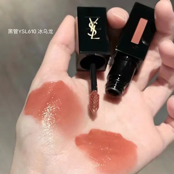 Son Kem Yves Saint Laurent YSL The Inks Vinyl Cream High Shine Lip Stain 610 Nude Champion Lipstick Màu Cam Nude
