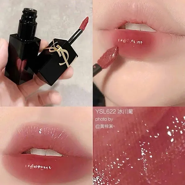 Son Kem Yves Saint Laurent YSL The Inks Vinyl Cream High Shine Lip Stain 622 Plum Liberation Lipstick Màu Hồng Mận
