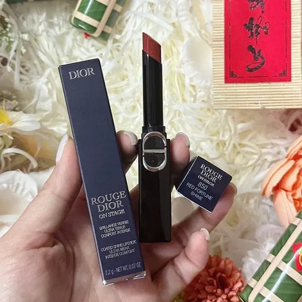Son Lì Dior Rossetti Rouge On Stage Slim Lipstick 850 Red Fortune Màu Đỏ Cam Đất
