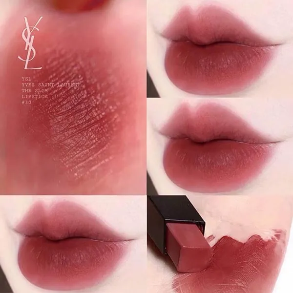 Son Yves Saint Laurent YSL The Slim Couture Matte 30 Rouge Rive Gauche Màu Đỏ Hồng Đất