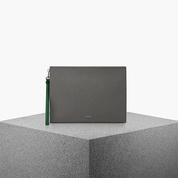 Túi Cầm Tay Nam Find Kapoor Clutch 32 Saffiano Gray Màu Xám