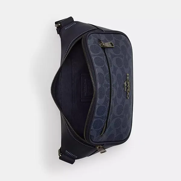 Túi Đeo Chéo Nam Coach Elias Belt Bag In Signature Denim CU551 Màu Xanh Navy