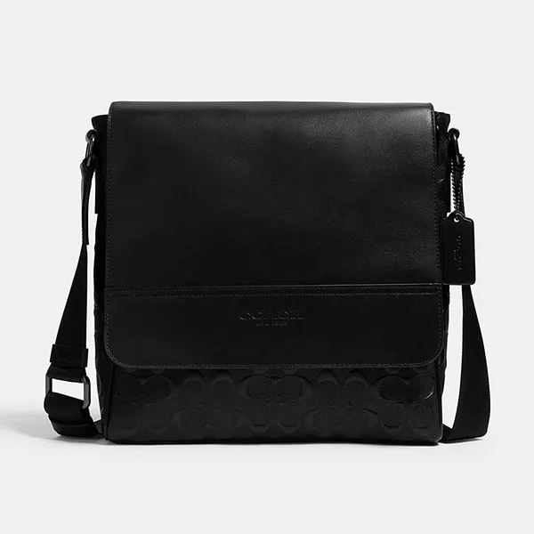 Túi Đéo Chéo Nam Coach Houston Map Bag In Signature Leather 4006 Màu Đen