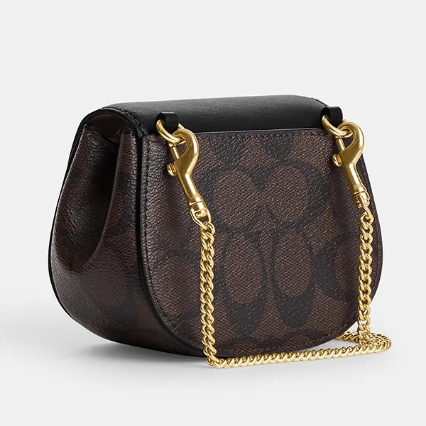 Túi Đeo Chéo Nữ Coach Morgan Card Case On A Chain In Signature Canvas CK439 Màu Nâu/Đen