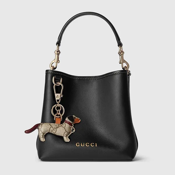 Túi Đeo Chéo Nữ Gucci GG Emblem Mini Bucket Bag Black 815118-AAEC2-1000 Màu Đen