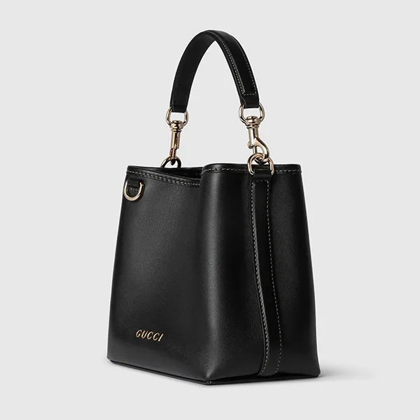Túi Đeo Chéo Nữ Gucci GG Emblem Mini Bucket Bag Black 815118-AAEC2-1000 Màu Đen