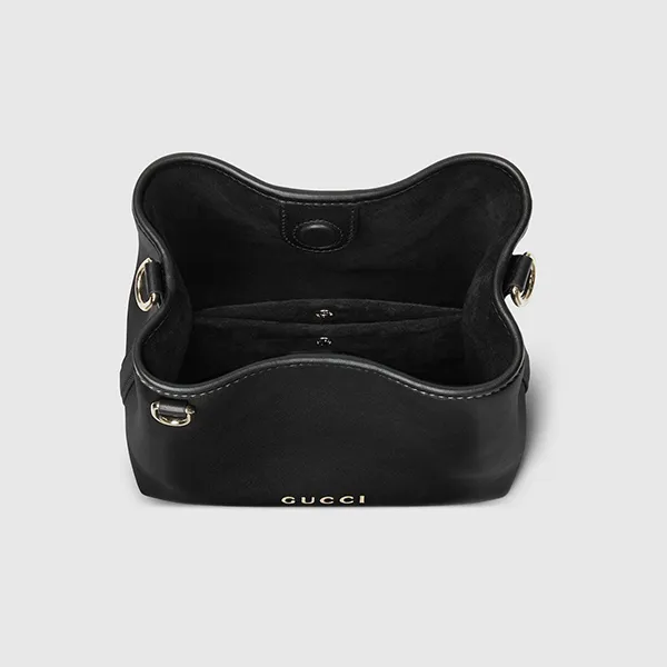 Túi Đeo Chéo Nữ Gucci GG Emblem Mini Bucket Bag Black 815118-AAEC2-1000 Màu Đen