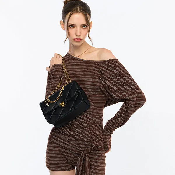 Túi Đeo Chéo Nữ Lyn Casey M Crossbody Bag - Black L26CBWA093 Màu Đen